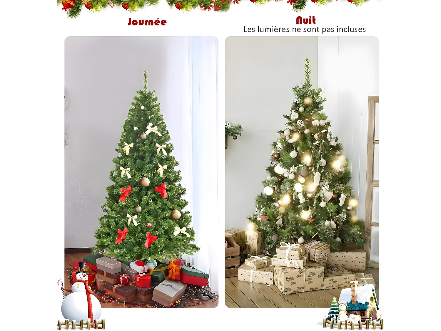 Arbre de noël artificiel 180cm,928 embouts sapin epicéa, avec support en métal