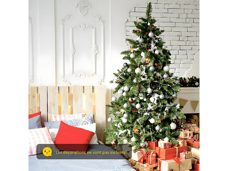 Arbre de noël artificiel 180cm,928 embouts sapin epicéa, avec support en métal