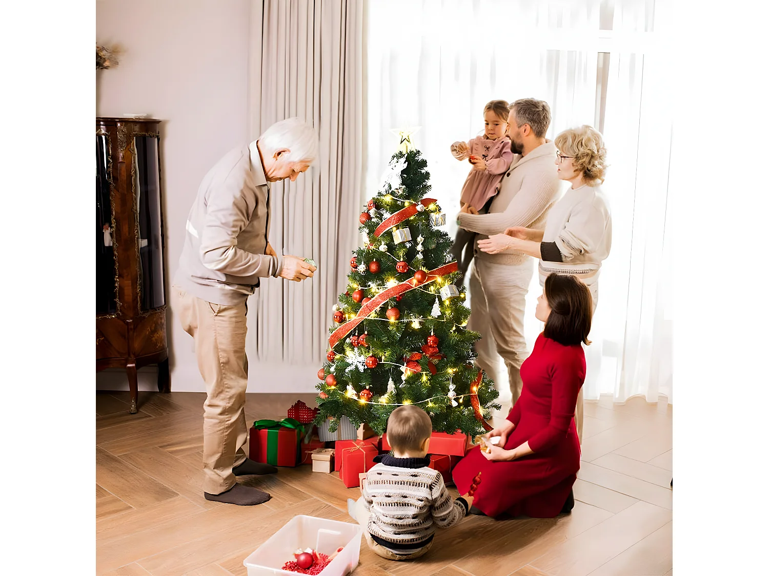 Sapin de noël, Arbre de noël artificiel pour décoration de noël Matériau pvc avec pied en métal Vert (2.4m)