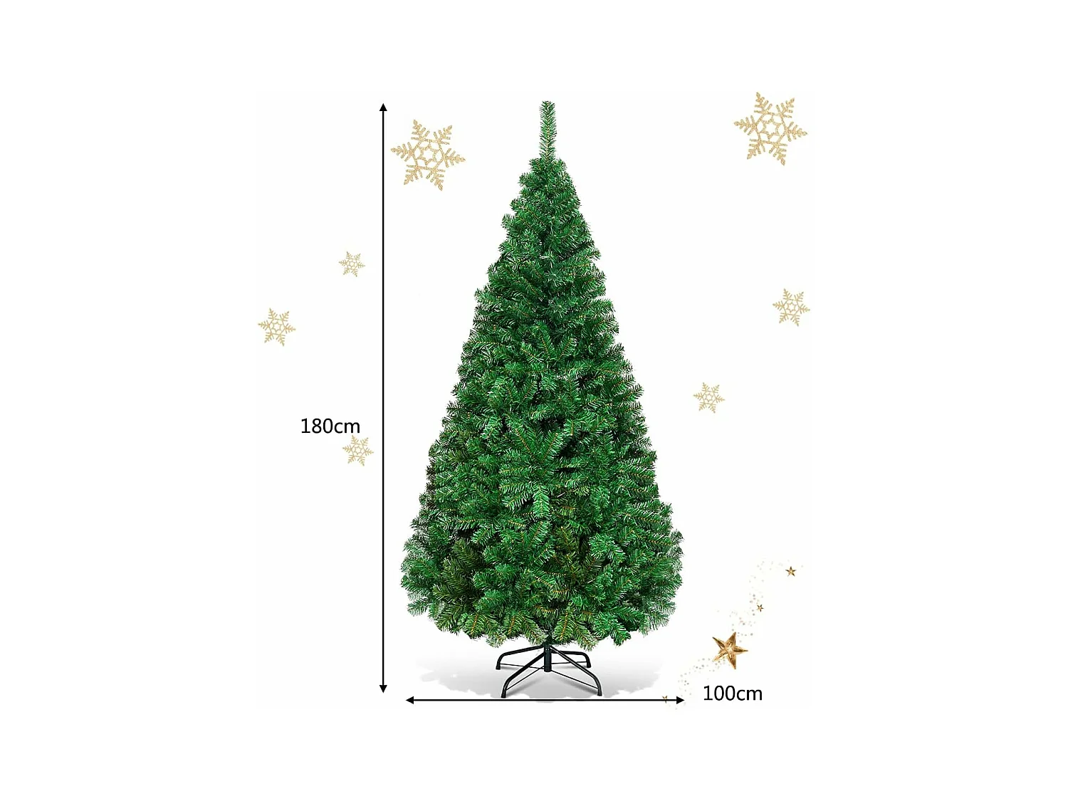 Sapin de noël, Arbre de noël artificiel pour décoration de noël Matériau pvc avec pied en métal Vert (2.4m)