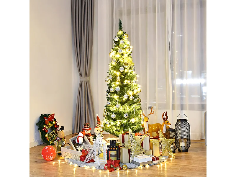 Arbre de noël artificiel 150 cm sapin de noël 220 branches en pvc pour décoration avec support et socle en fer