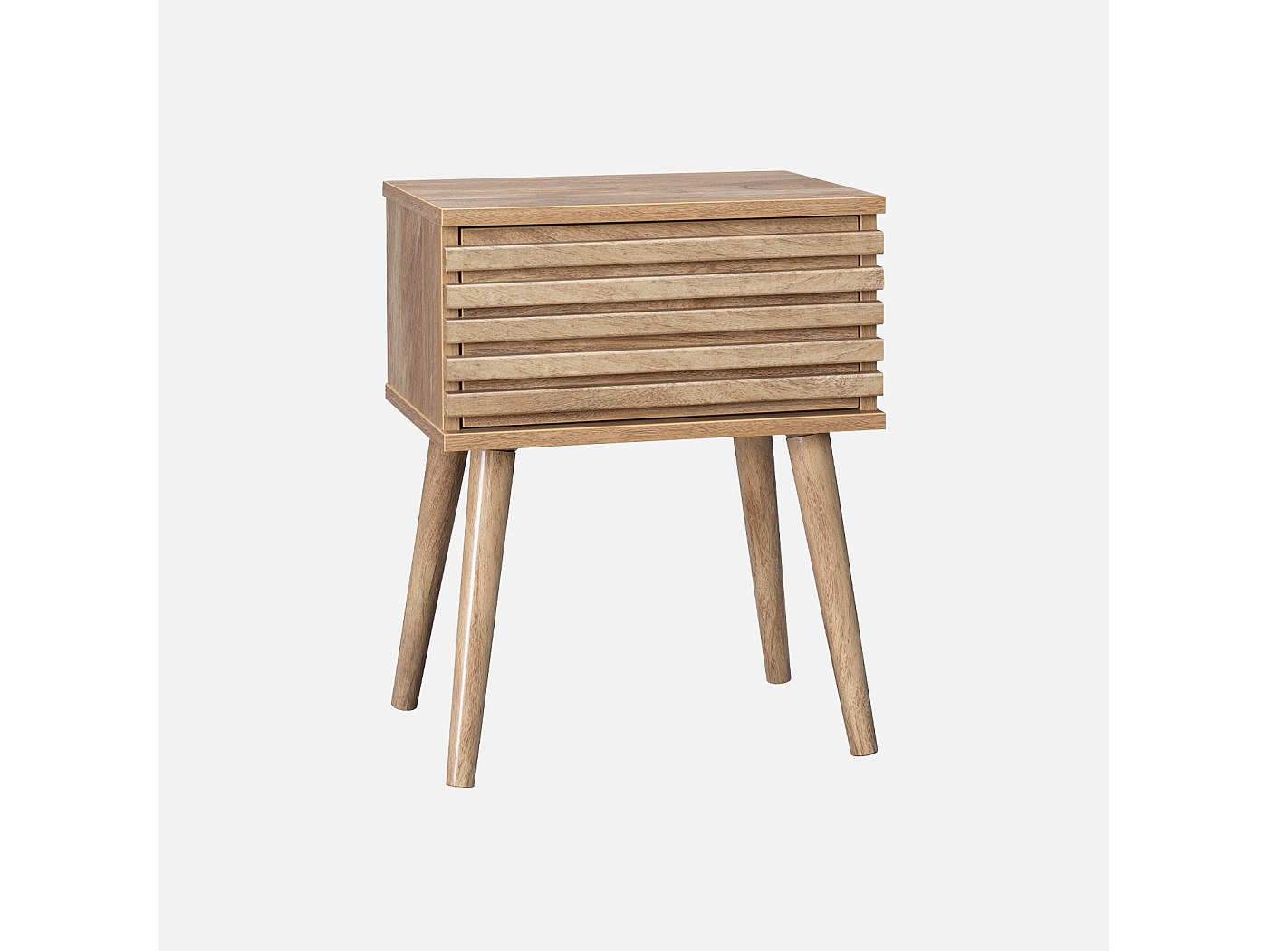 LYNCOHOME Comodino Scanalato Con 3 Cassetti - Moderno In Legno Con Profilo Curvo E Manici In Metallo - Cassettiera Per Camera Da Letto, Soggiorno - 59,9x40x72 Cm - 2