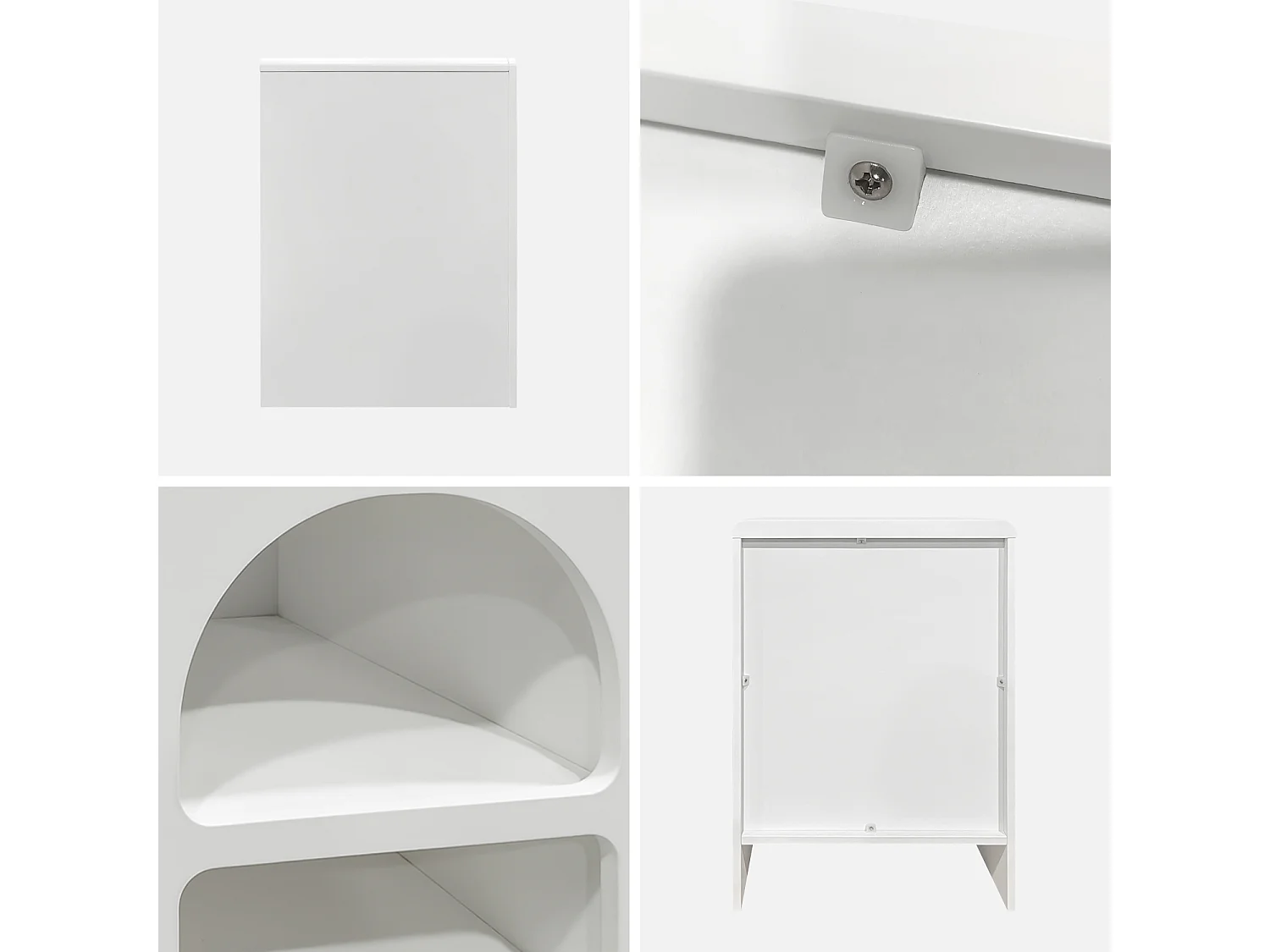 Set 2 comodini effetto legno bianco, 2 nicchie, bianco