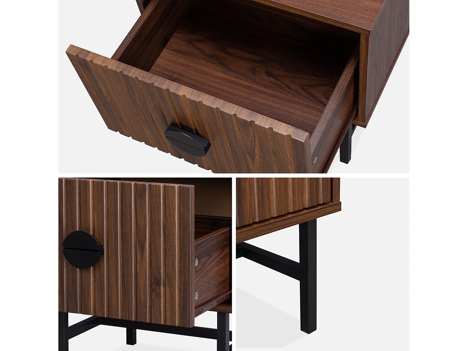 Lot de 2 tables de chevet effet bois foncé. un tiroir. L 48 x l 39 x H 50cm