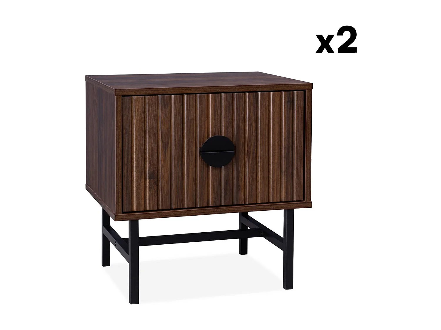 Lot de 2 tables de chevet effet bois foncé. un tiroir. L 48 x l 39 x H 50cm
