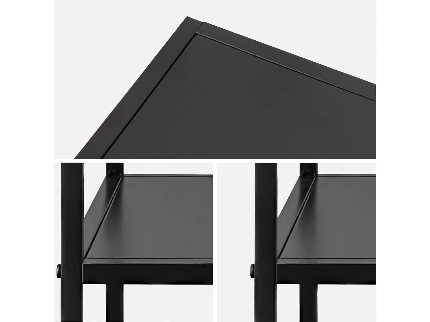 Comodino in metallo nero con ripiano, nero