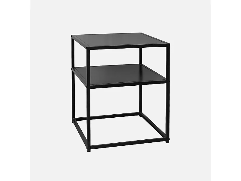 Table de chevet en métal noir. 1 étagère. INDUSTRIELLE L 43 x l 40 x H 52cm