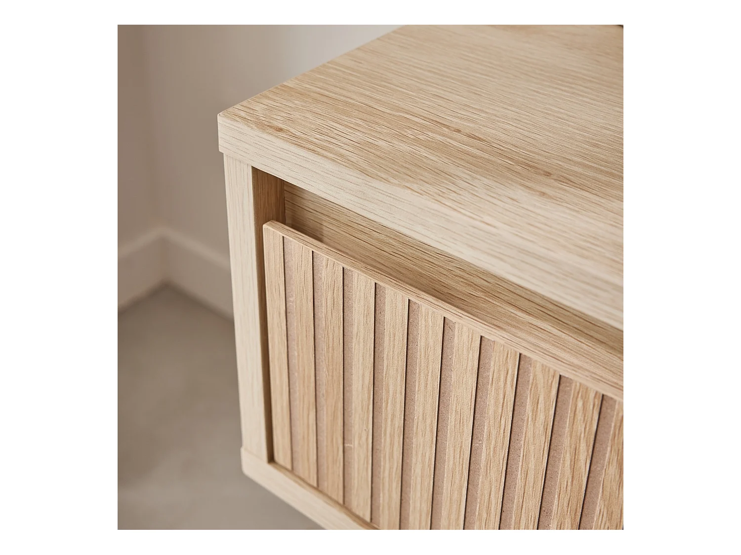 Comodino decorazione legno 1 cassetto, marrone naturale