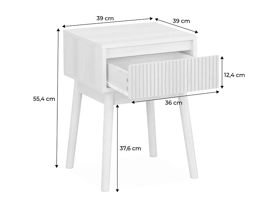 Comodino decorazione legno 1 cassetto, marrone naturale