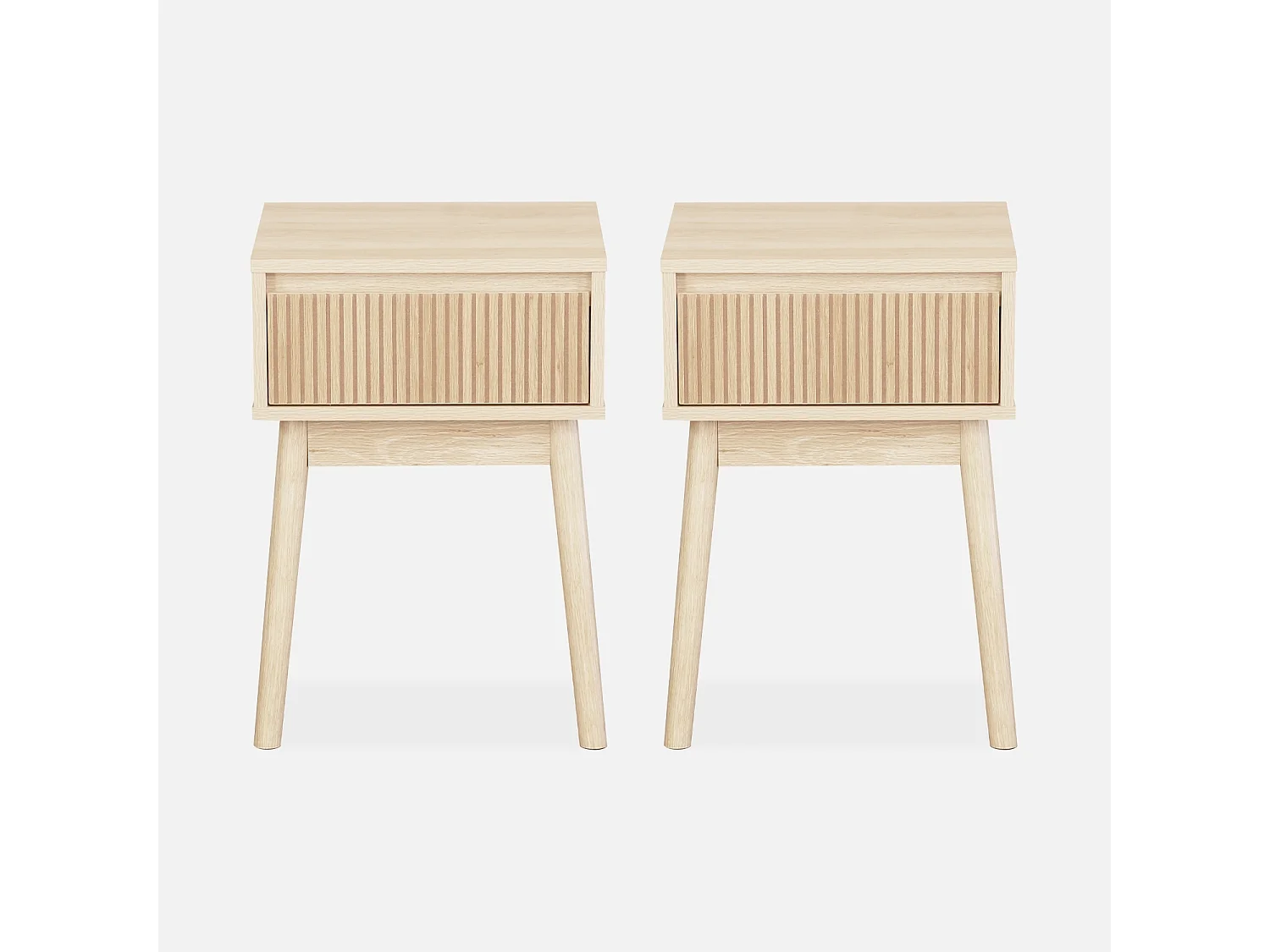 Set 2 comodini con un cassetto, marrone naturale