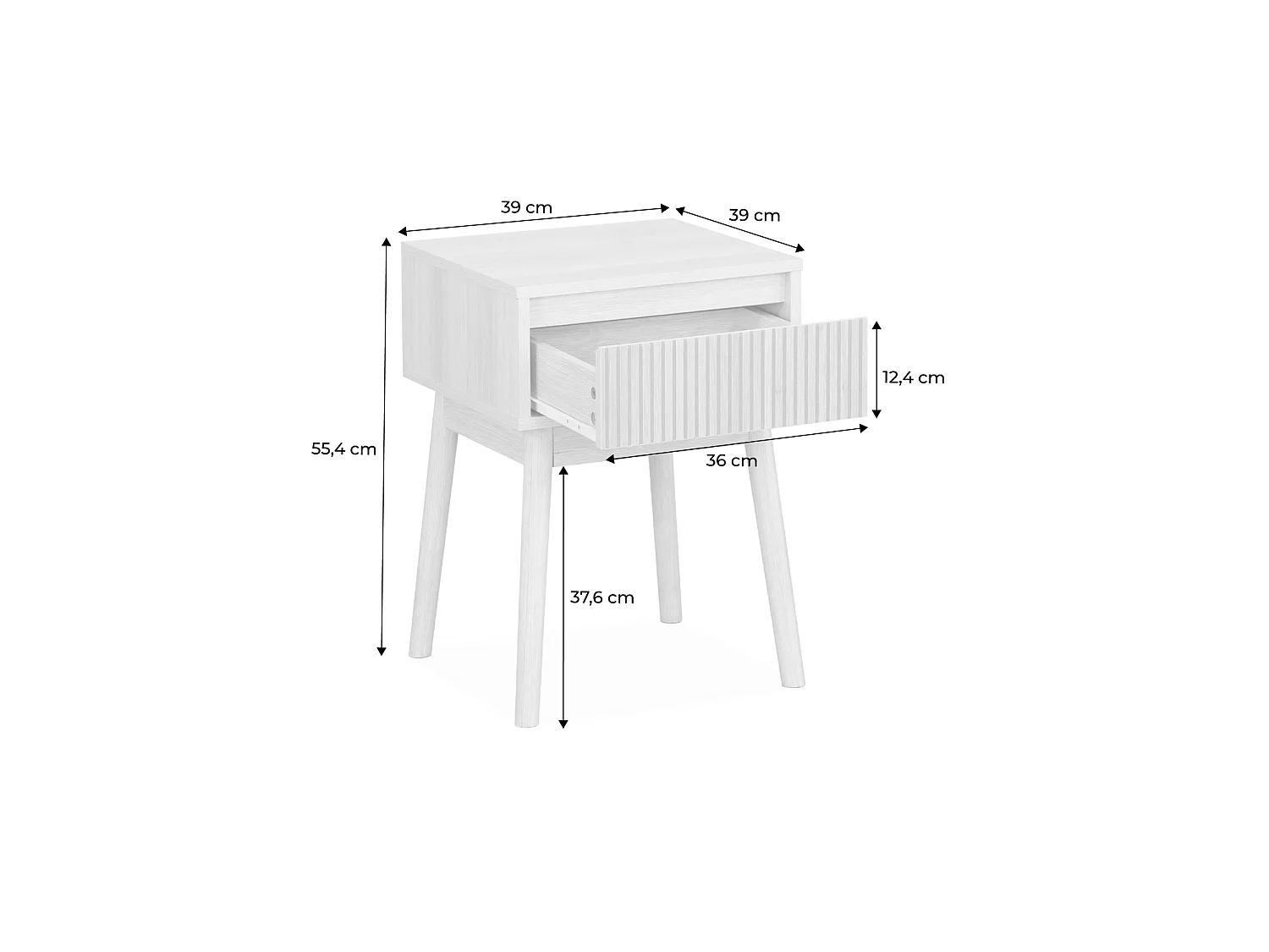 Set 2 comodini effetto legno con cassetto, 39x55,4 cm, marrone