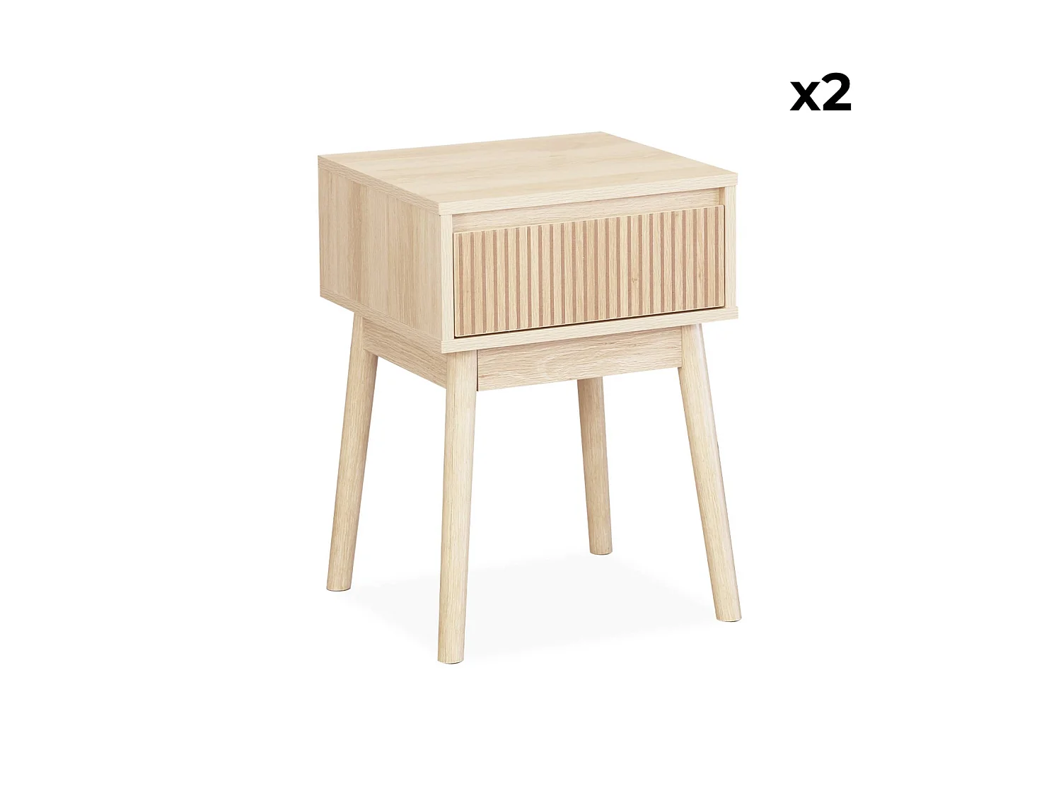 Set 2 comodini effetto legno con cassetto, 39x55,4 cm, marrone