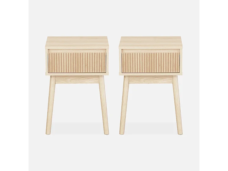 Set 2 comodini con un cassetto, marrone naturale