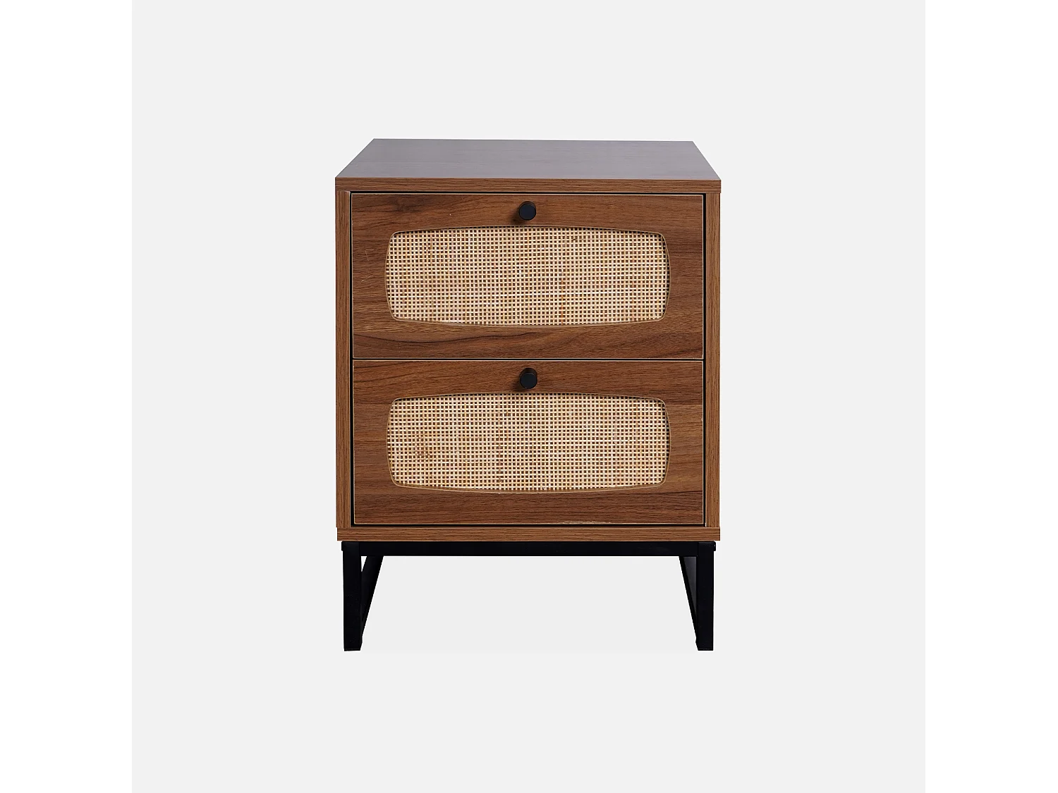 Comodino effetto legno e canna, marrone naturale