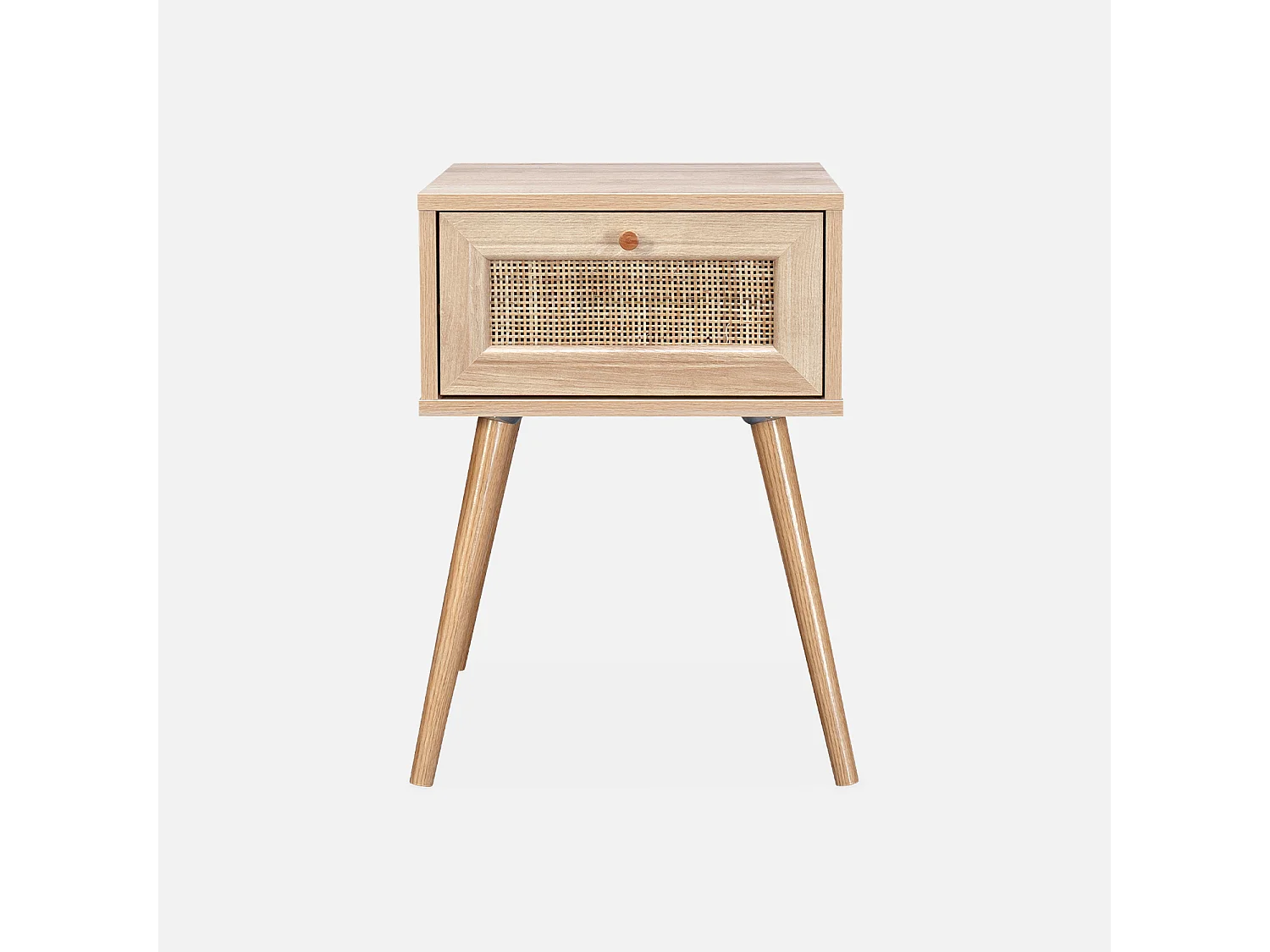 Table de chevet décor bois & cannage avec 1 tiroir - Bohème