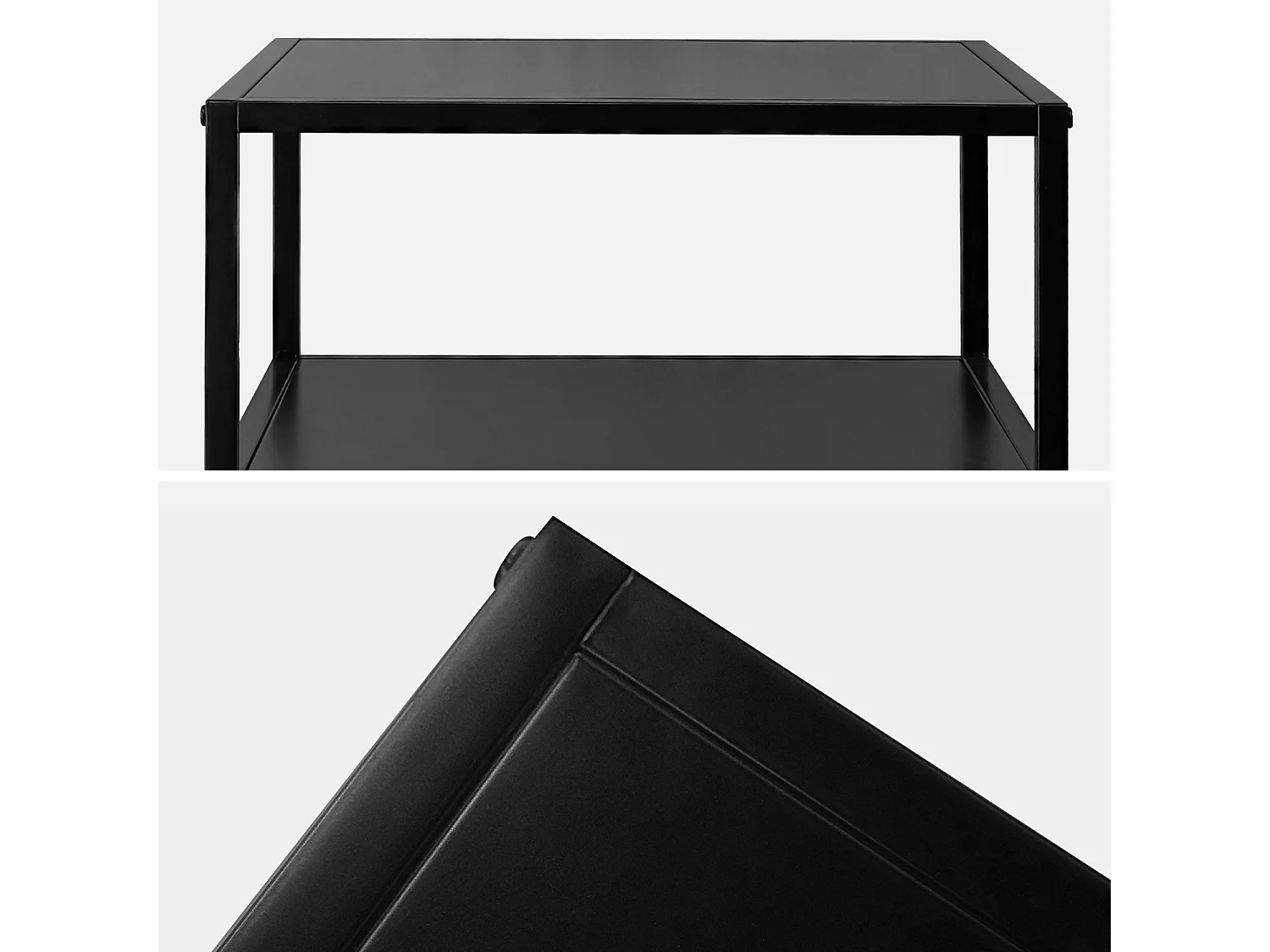 Lot de 2 Tables de chevet en métal noir. 1 étagère. INDUSTRIELLE L 43 x l 40 x H 52cm