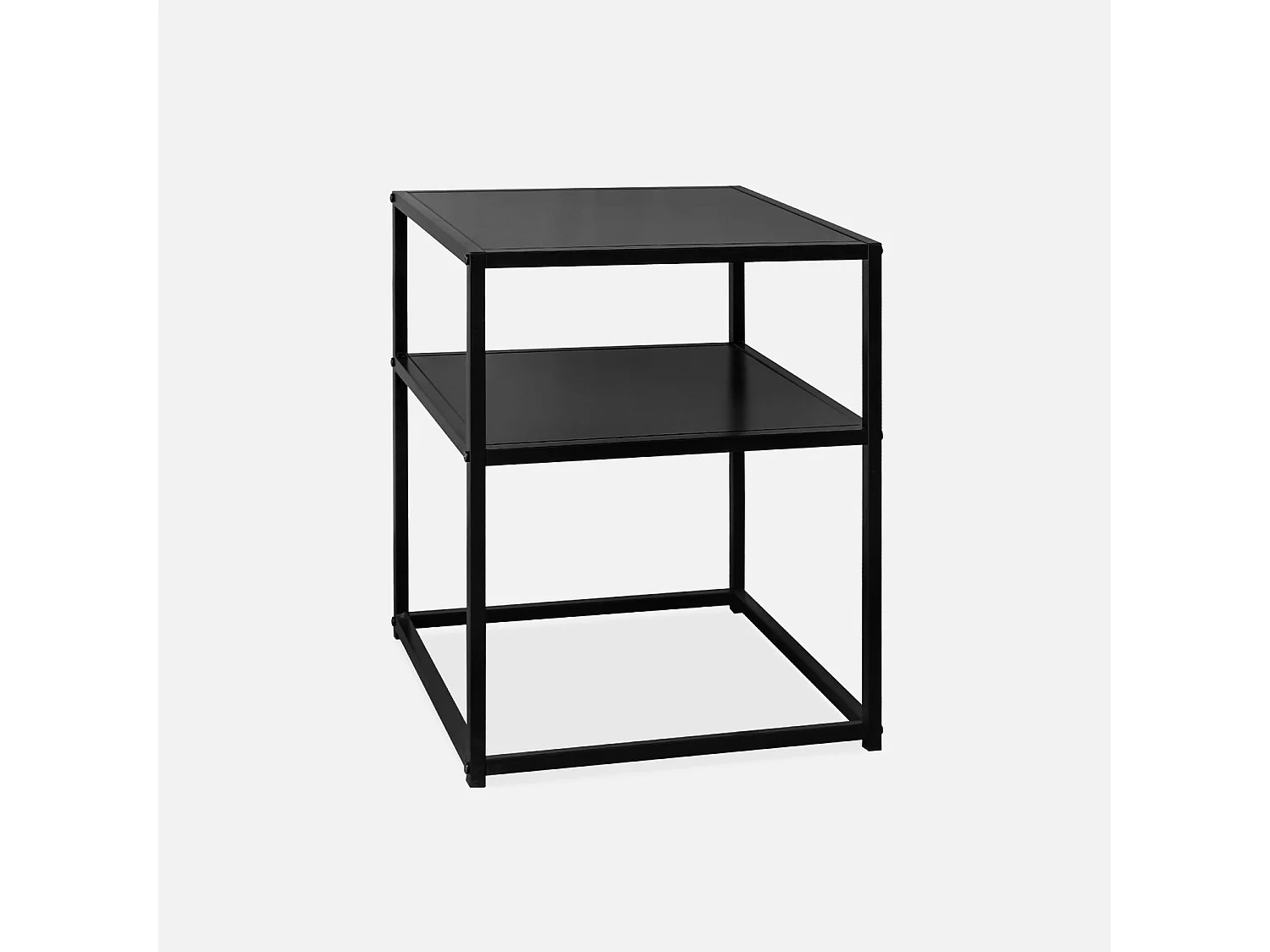 Lot de 2 Tables de chevet en métal noir. 1 étagère. INDUSTRIELLE L 43 x l 40 x H 52cm