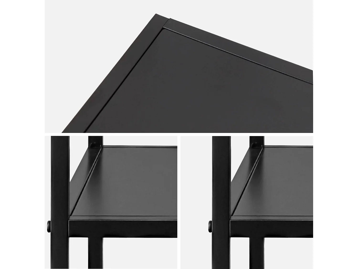 Lot de 2 Tables de chevet en métal noir. 1 étagère. INDUSTRIELLE L 43 x l 40 x H 52cm