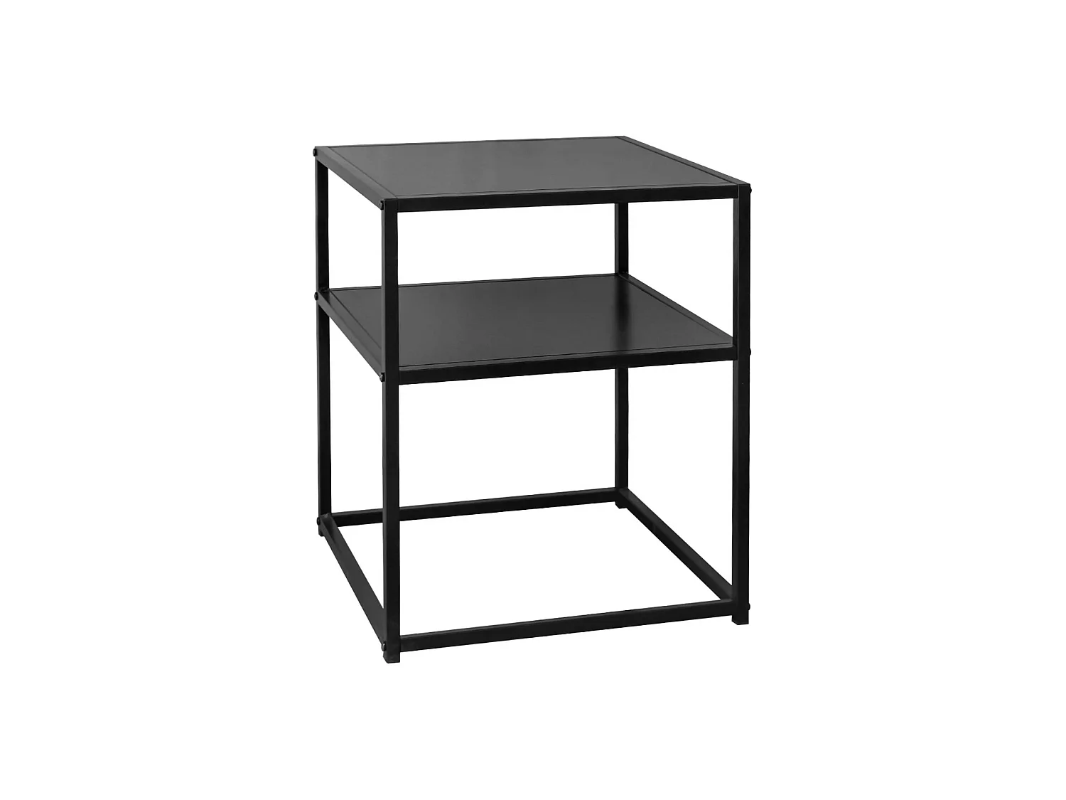 Lot de 2 Tables de chevet en métal noir. 1 étagère. INDUSTRIELLE L 43 x l 40 x H 52cm