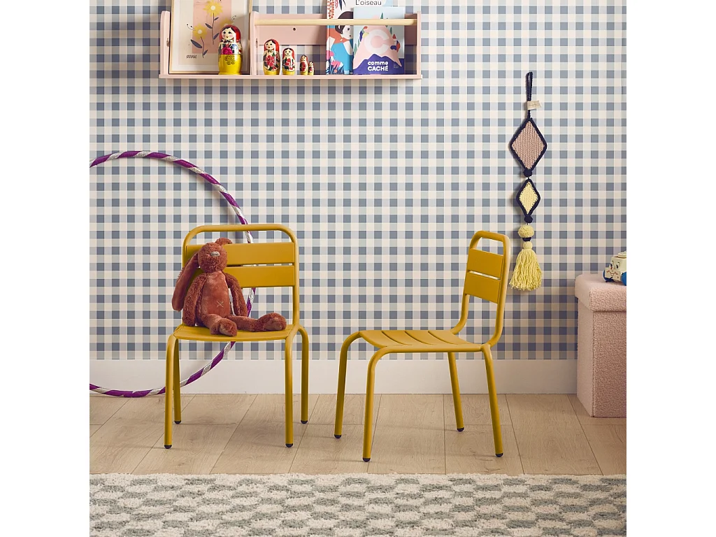 Set di 2 sedie in metallo per bambini, giallo