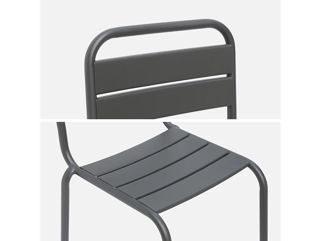 Salon de jardin enfant. lot de 2 chaises en métal anthracite pour enfant