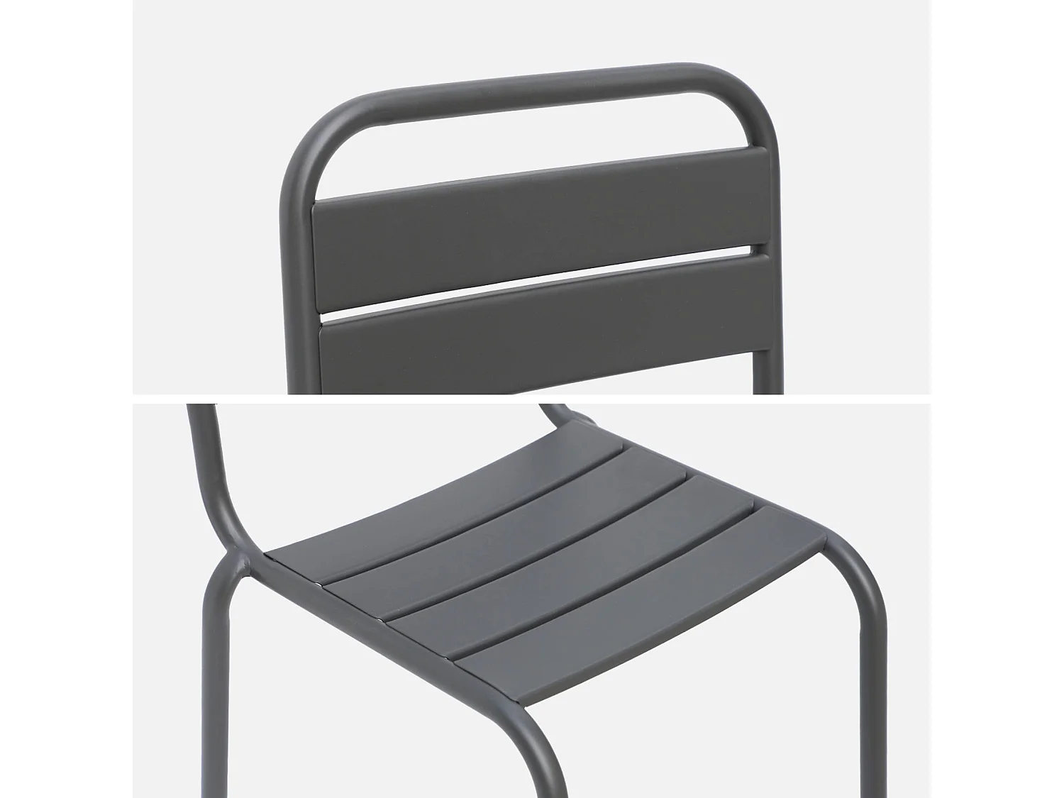 Salon de jardin enfant. lot de 2 chaises en métal anthracite pour enfant