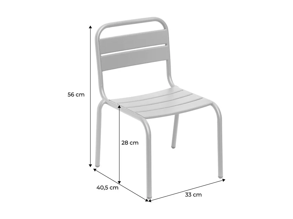Salon de jardin enfant. lot de 2 chaises en métal anthracite pour enfant