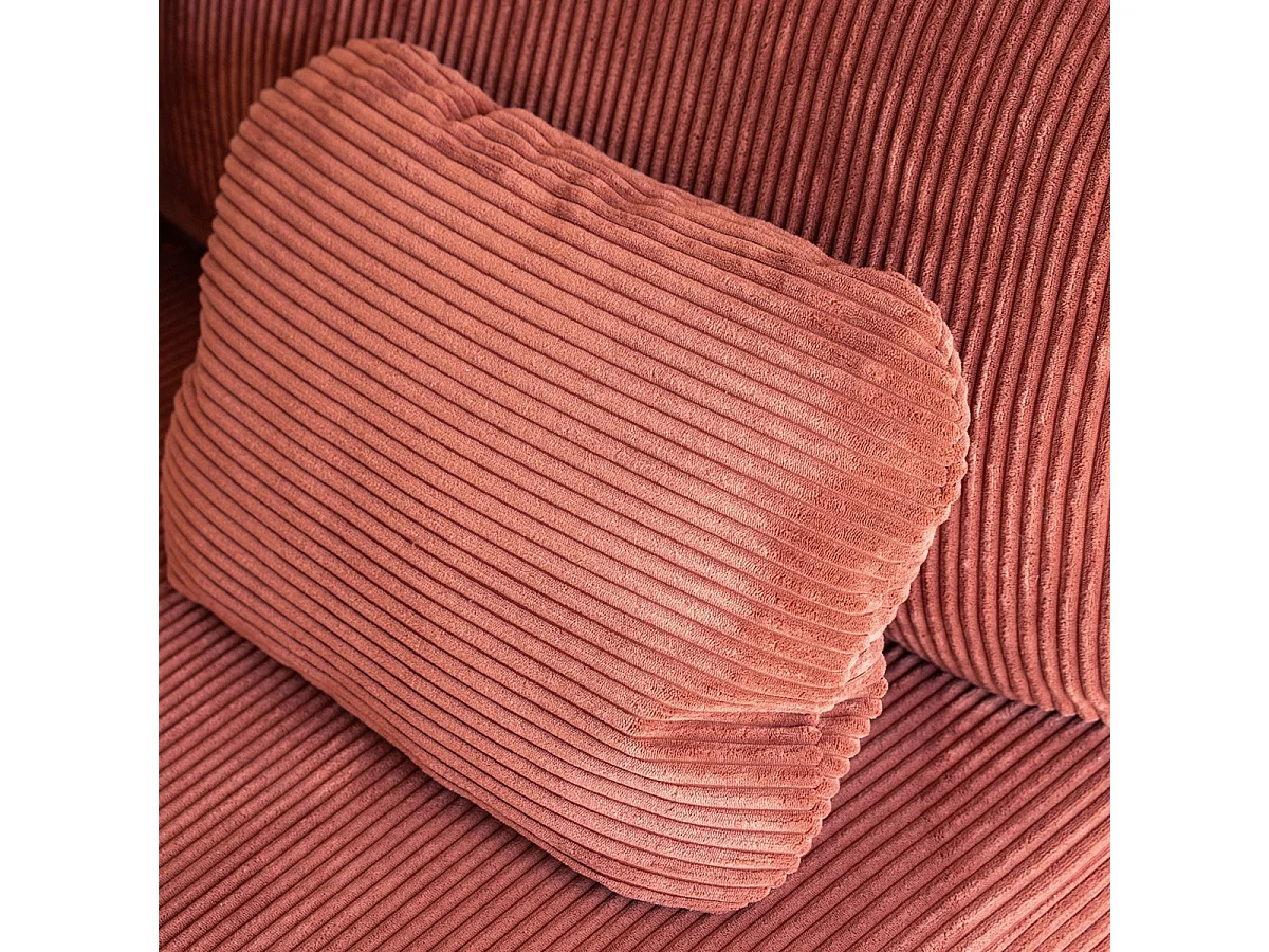 Canapé convertible 3 places avec coffre de rangement en velours côtelé rouille - Gemma