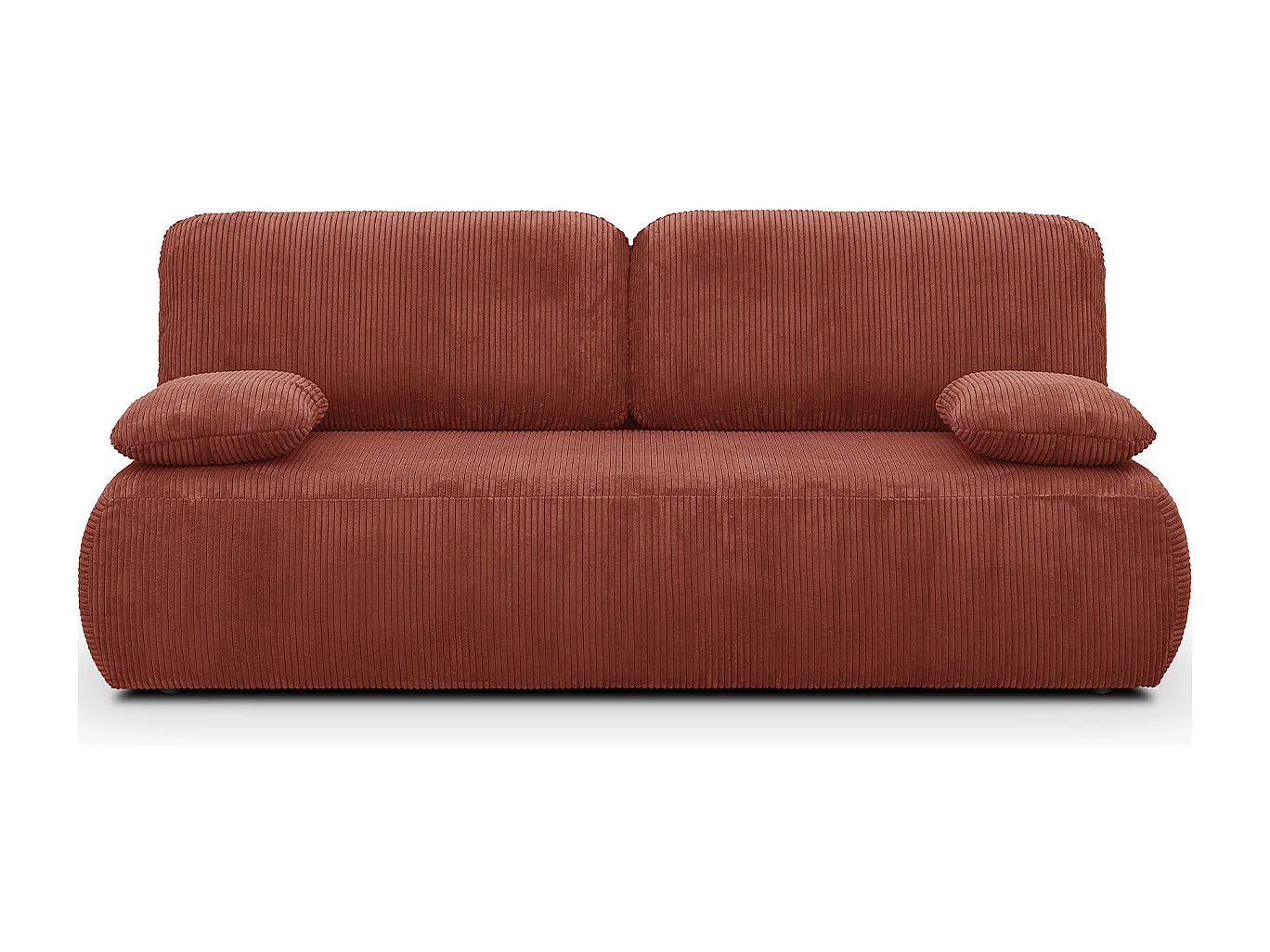 Canapé convertible 3 places avec coffre de rangement en velours côtelé rouille - Gemma