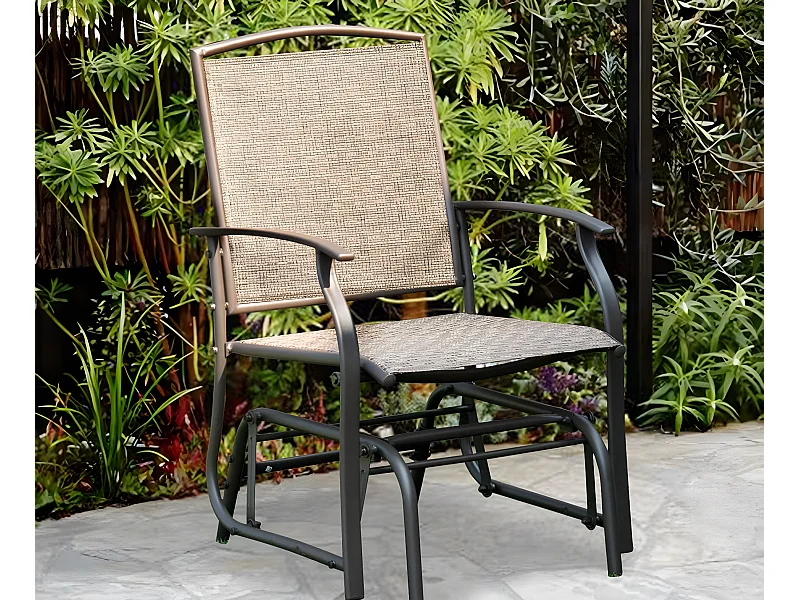 Fauteuil à Bascule Jardin avec Accoudoirs, 58 x 70 x 94 cm Charge Max.150KG