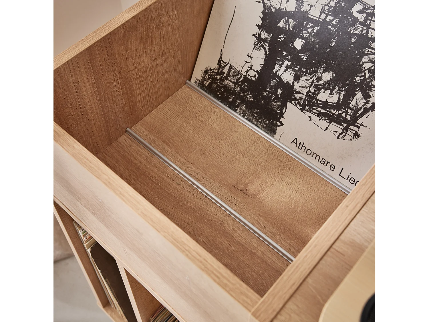 Meuble vinyle cannage et décor bois Bohème 1 porte et 4 casiers 83cm