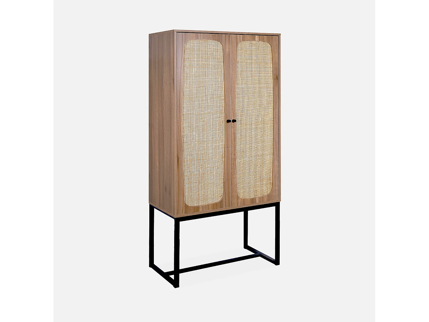 Credenza a 2 ante in canna e legno, 165cm, marrone naturale