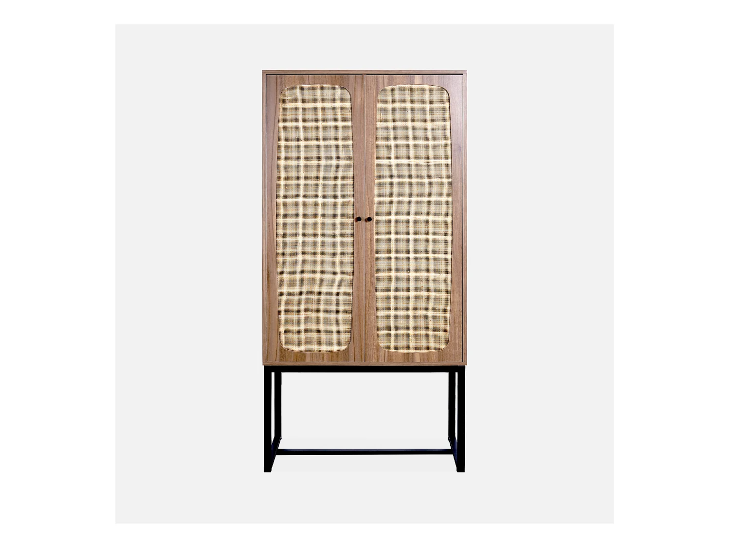 Aparador de 2 puertas de caña y madera, 165cm natural