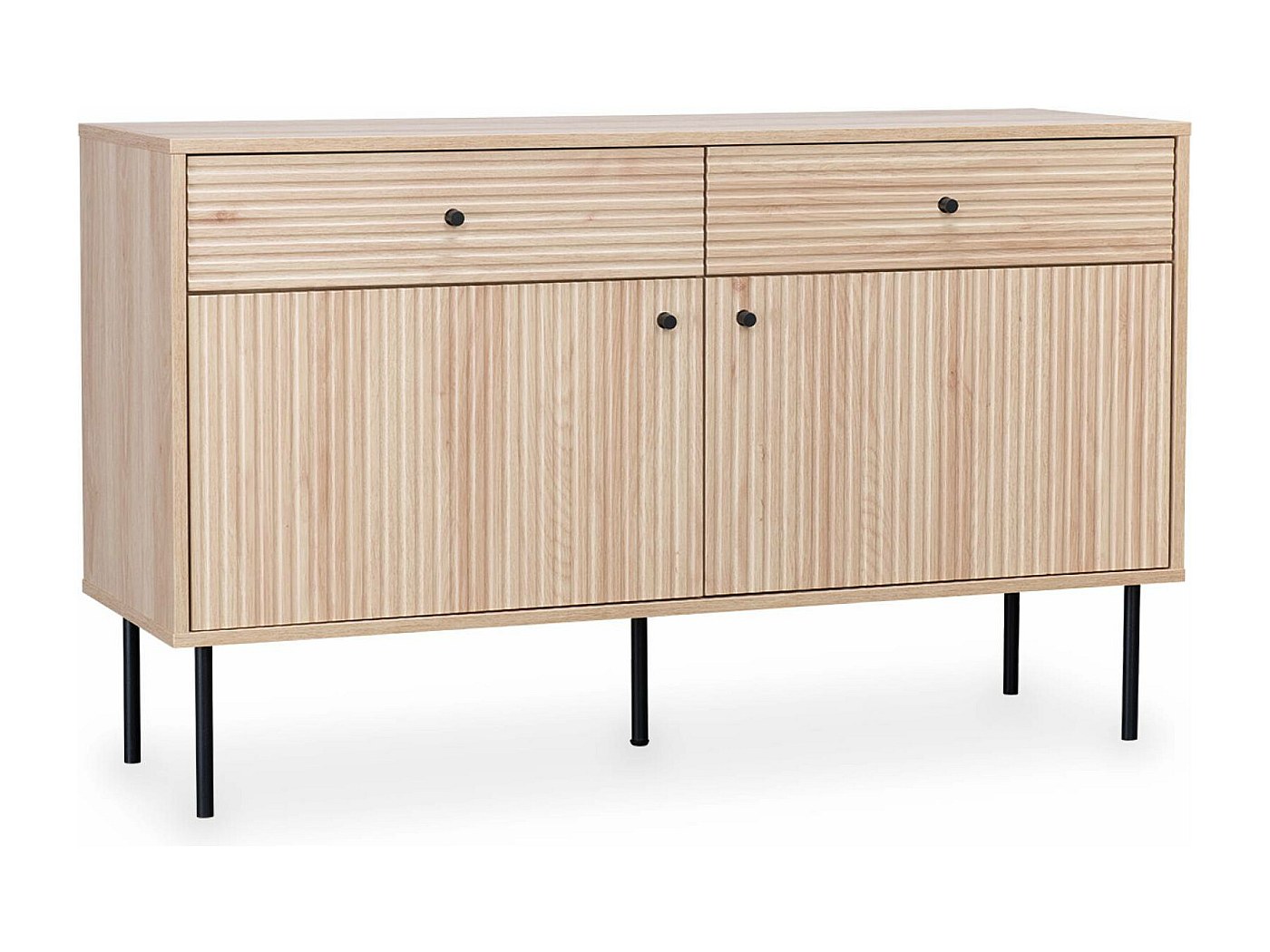 Symbiosis Dann DOT Credenza Bassa 135 Cm | Design Industriale Rovere E Metallo Nero | Mobile TV 2 Ante Scorrevoli - 4