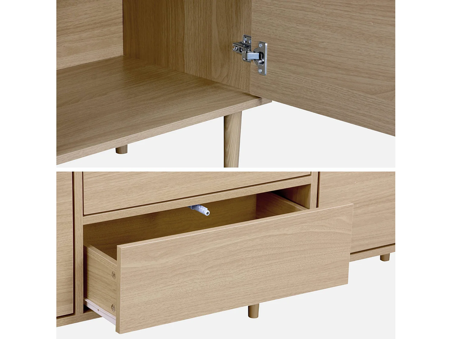 Credenza a 2 ante effetto legno, 160cm, marrone naturale