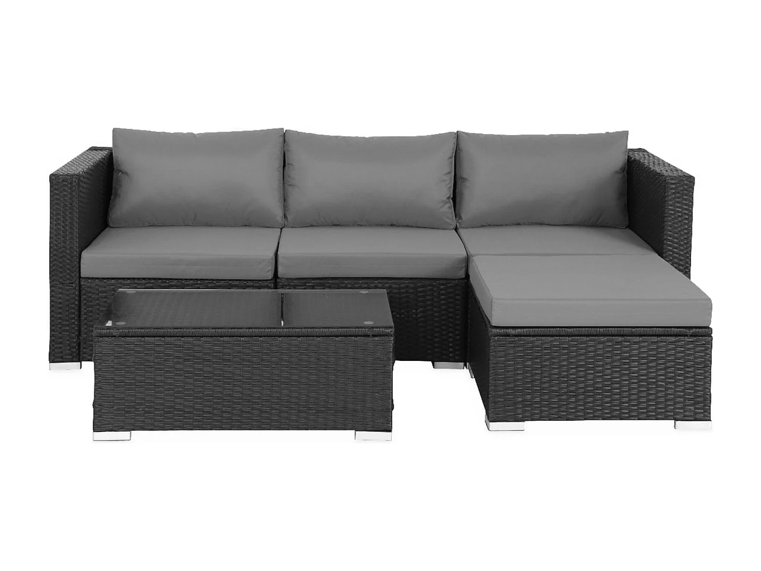 Salotto da giardino in resina a 4 posti, nero