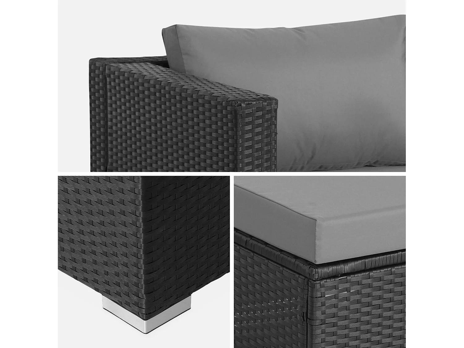 Salotto da giardino in resina a 4 posti, nero