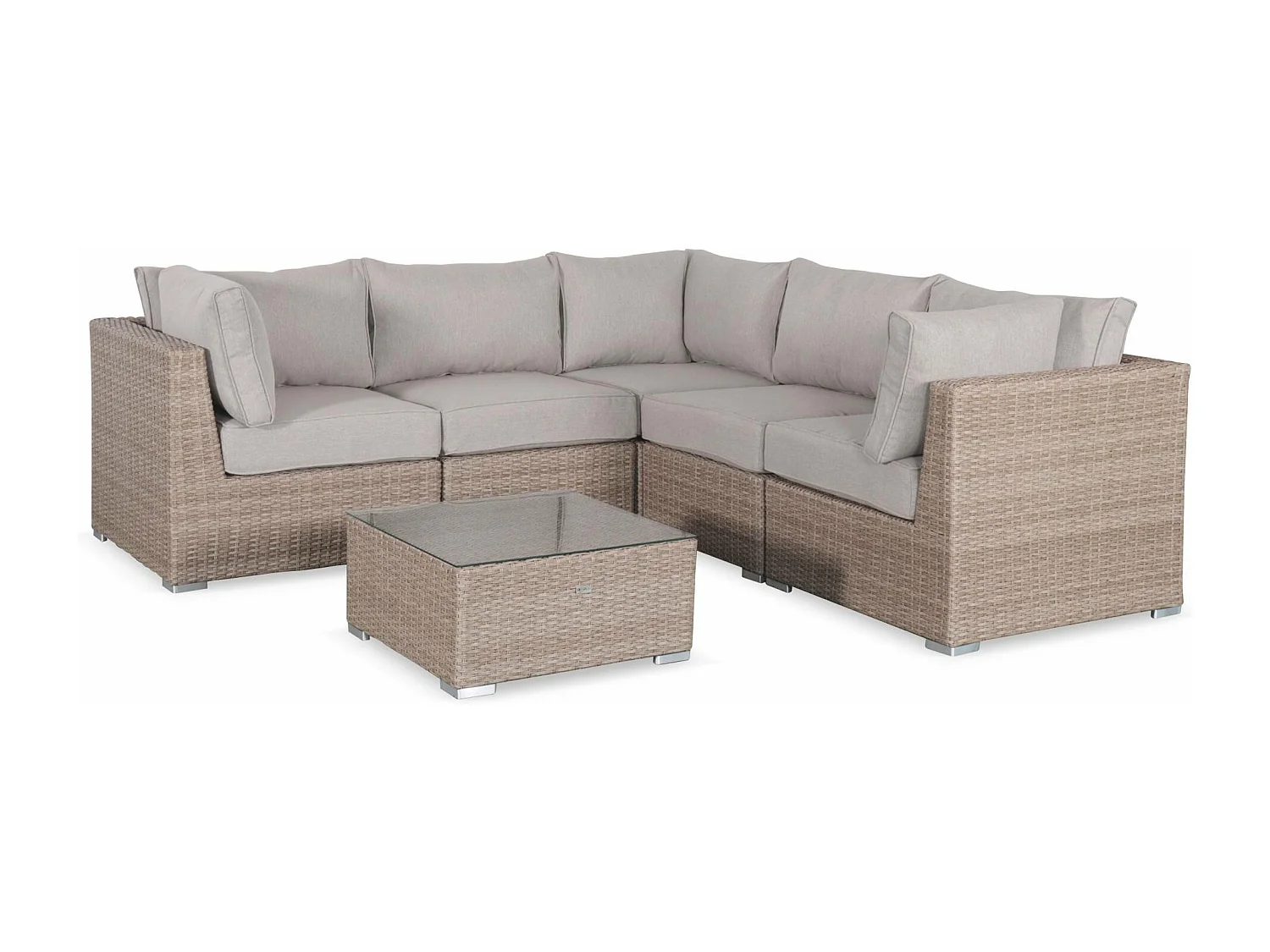 Salotti da giardino resina intrecciata rotonda 5 posti, marrone