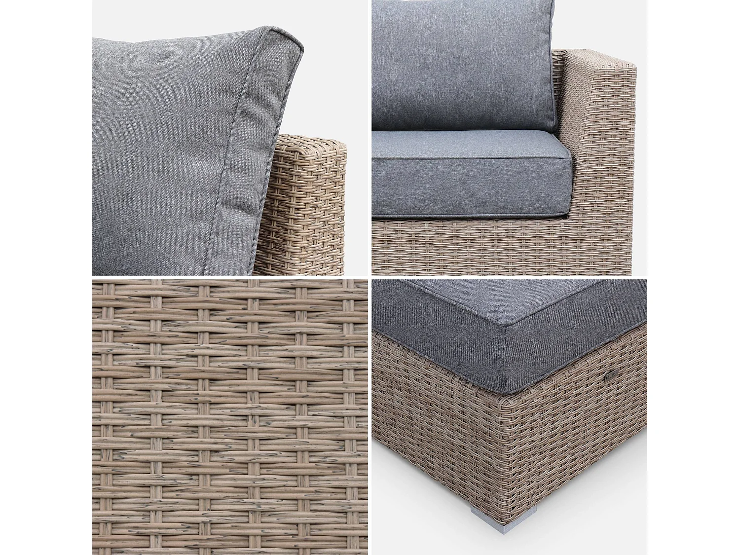 Conjunto de muebles de jardín de resina tejida, 5 plazas madera