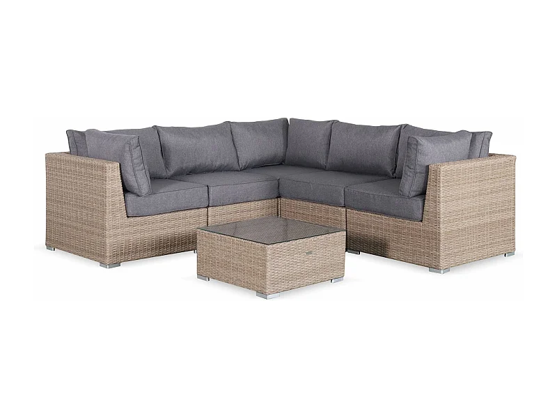 Conjunto de muebles de jardín de resina tejida, 5 plazas madera