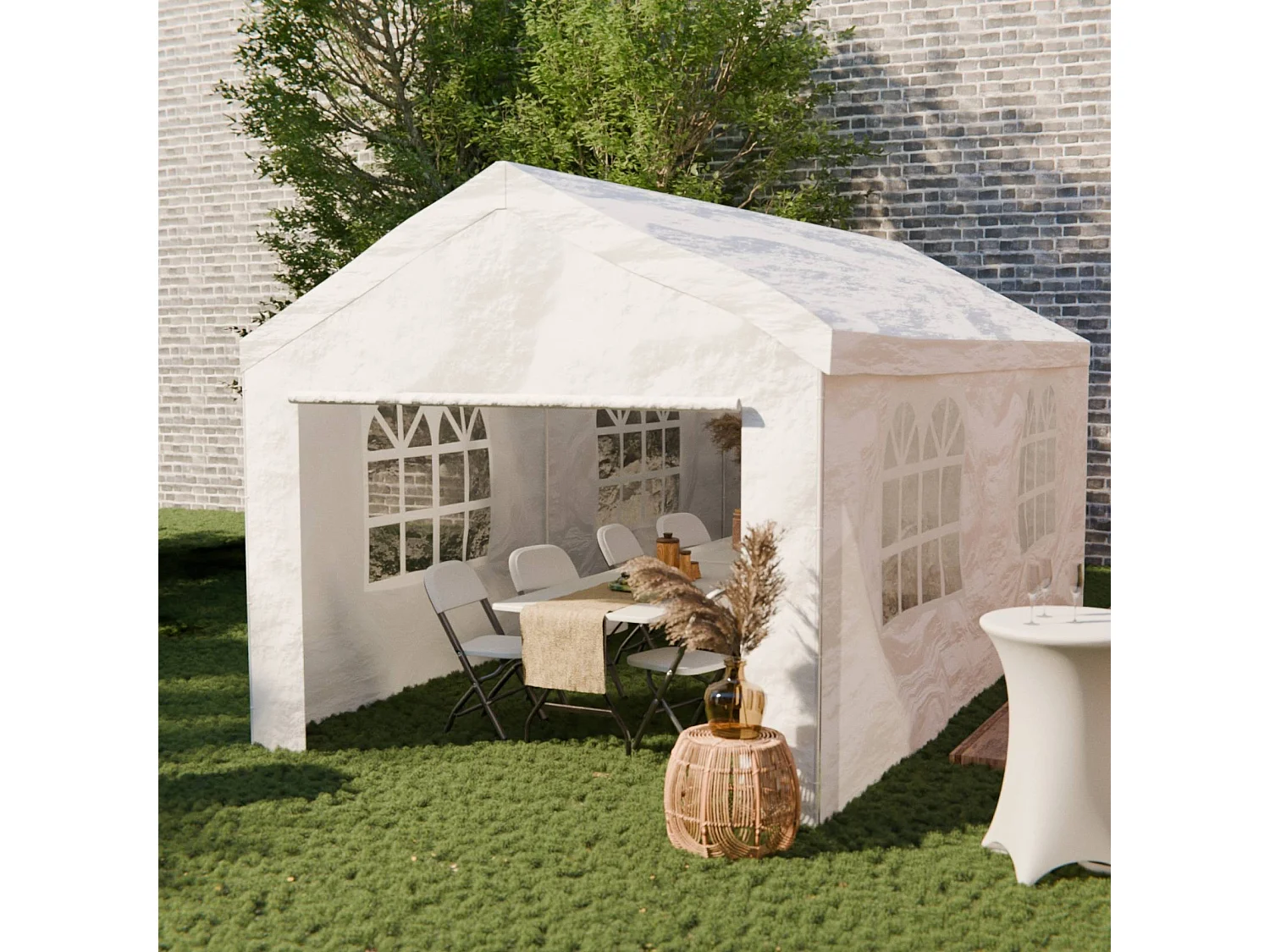 Tendone per feste, 3x6m, bianco, bianco