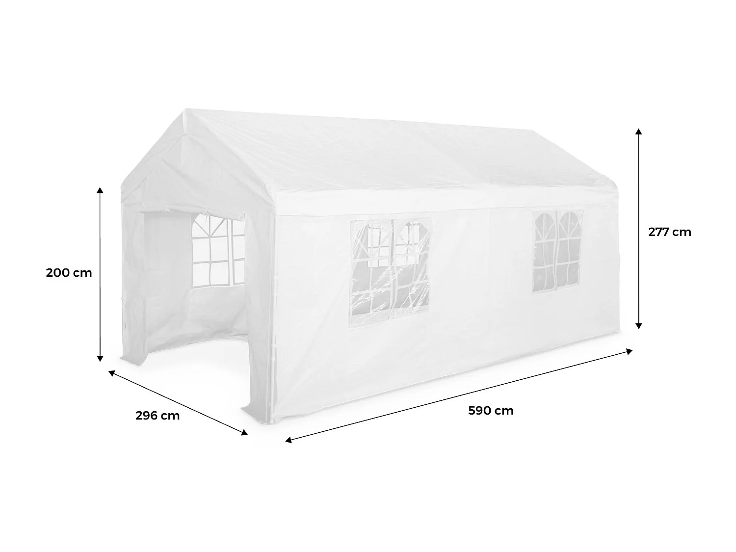 Tendone per feste, 3x6m, bianco, bianco