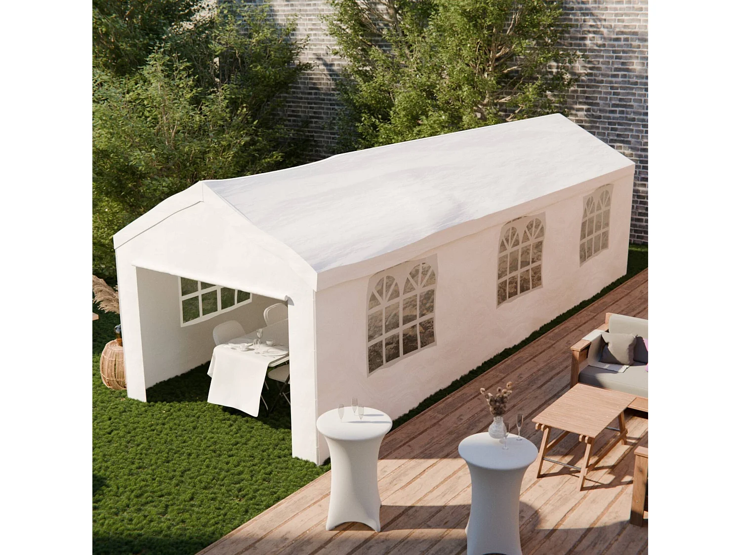 Tendone per festei, 3x9m, bianco, bianco