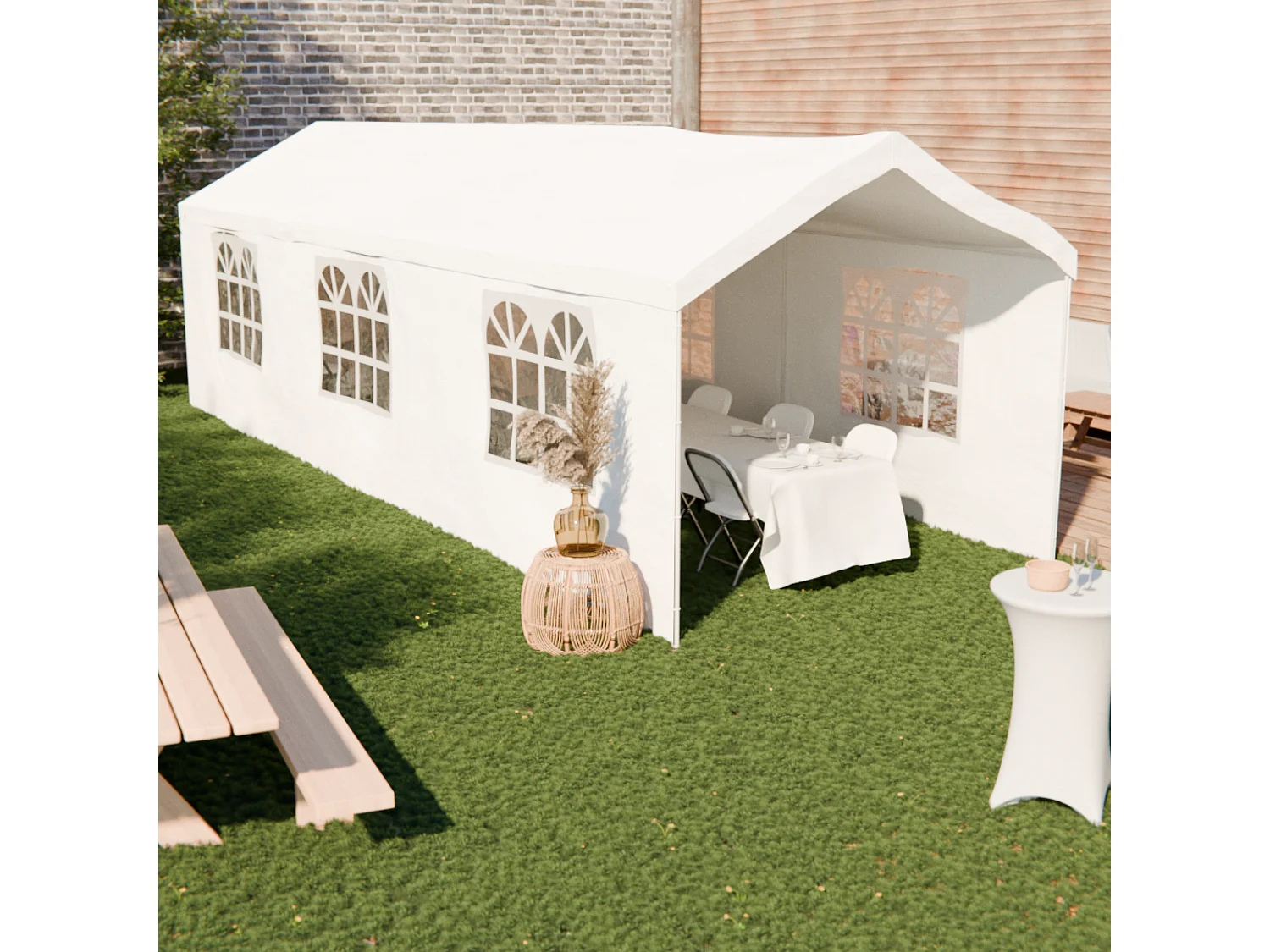 Tendone per festei, 3x9m, bianco, bianco