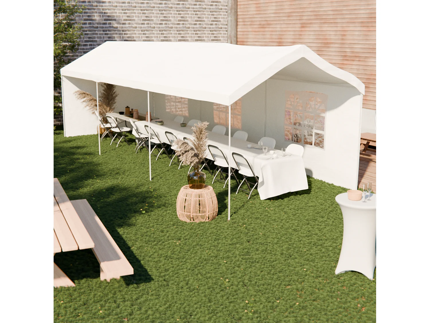Tendone per festei, 3x9m, bianco, bianco