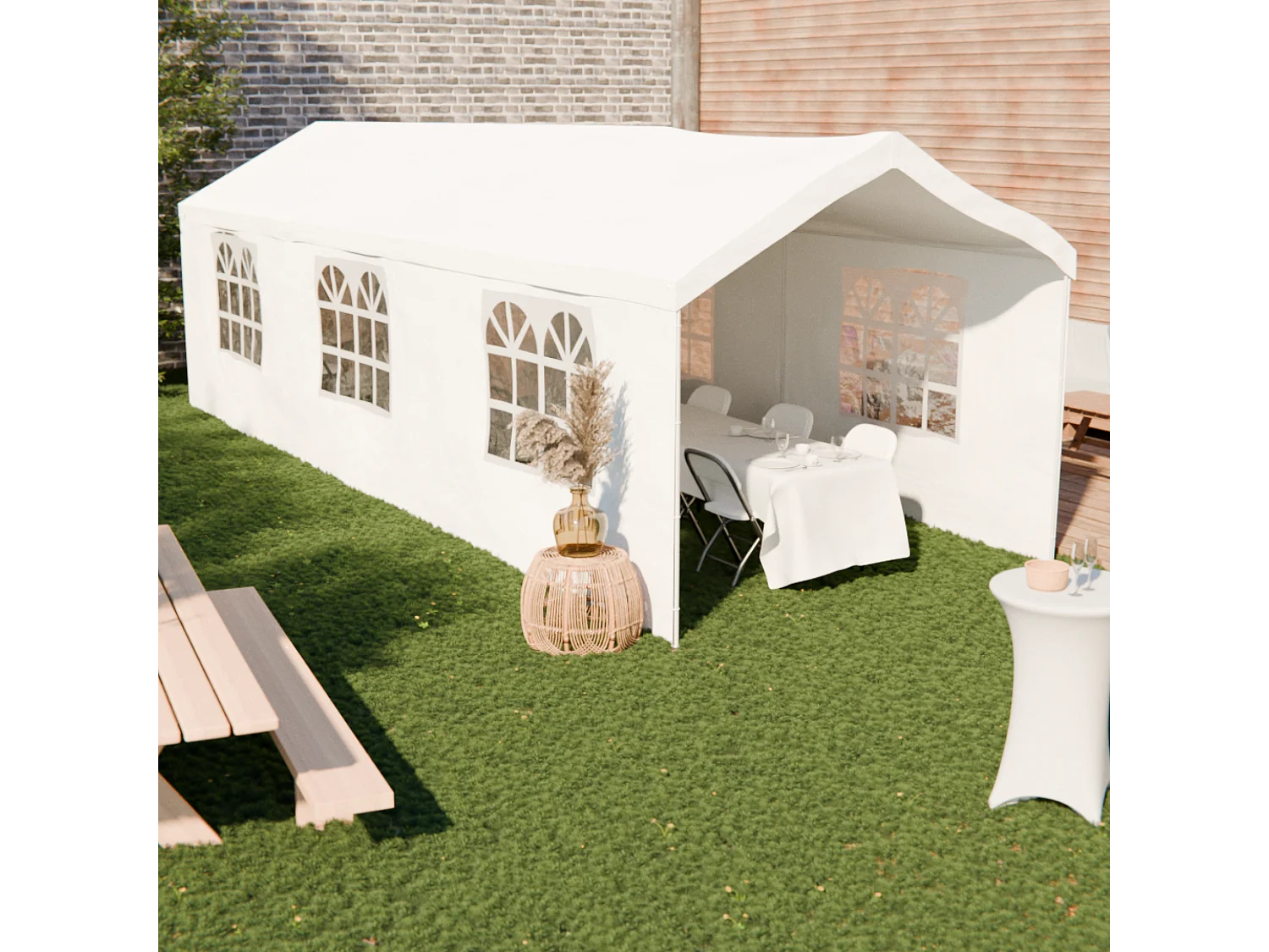 Tendone per festei, 3x9m, bianco, bianco