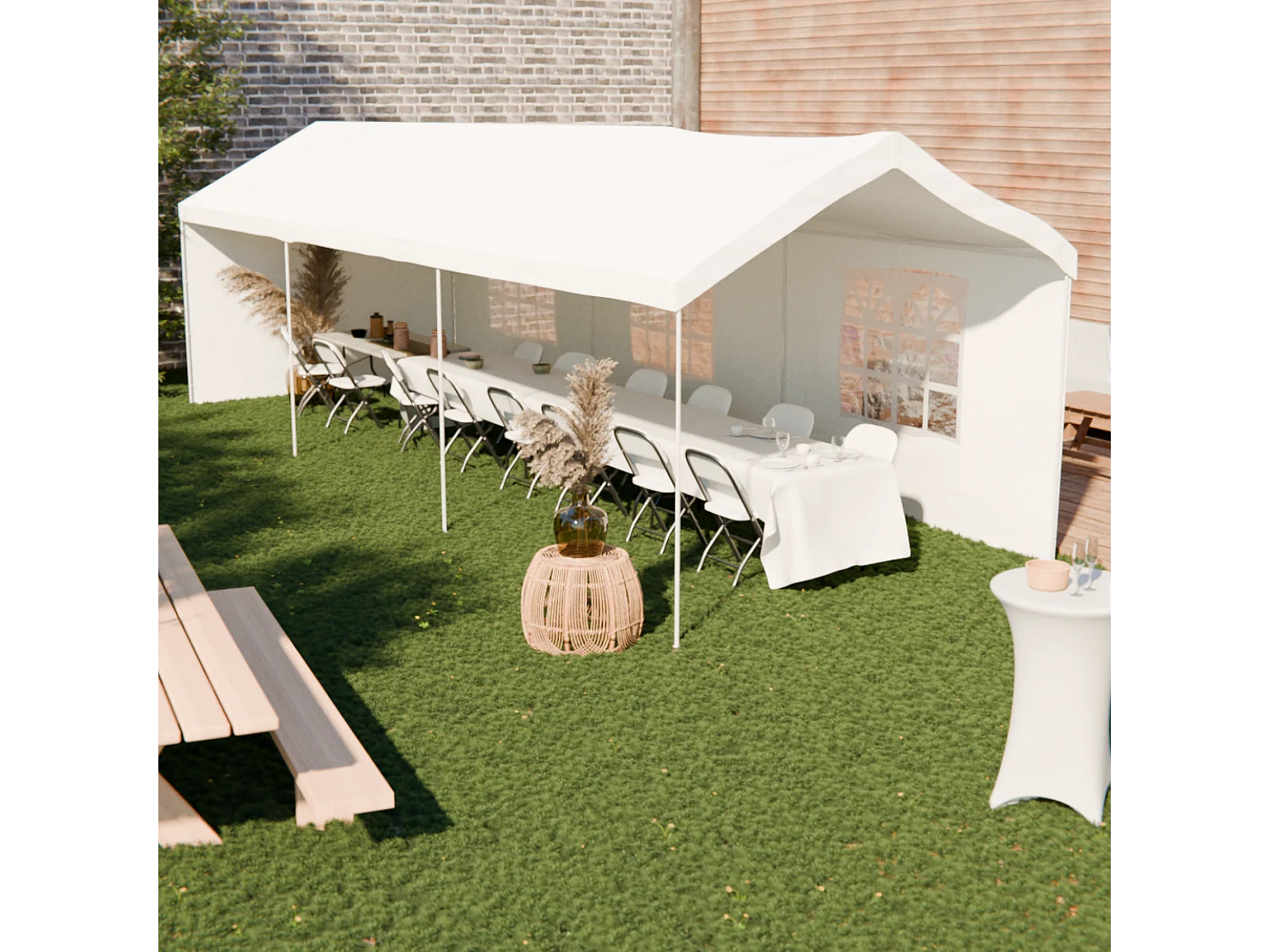Tendone per festei, 3x9m, bianco, bianco