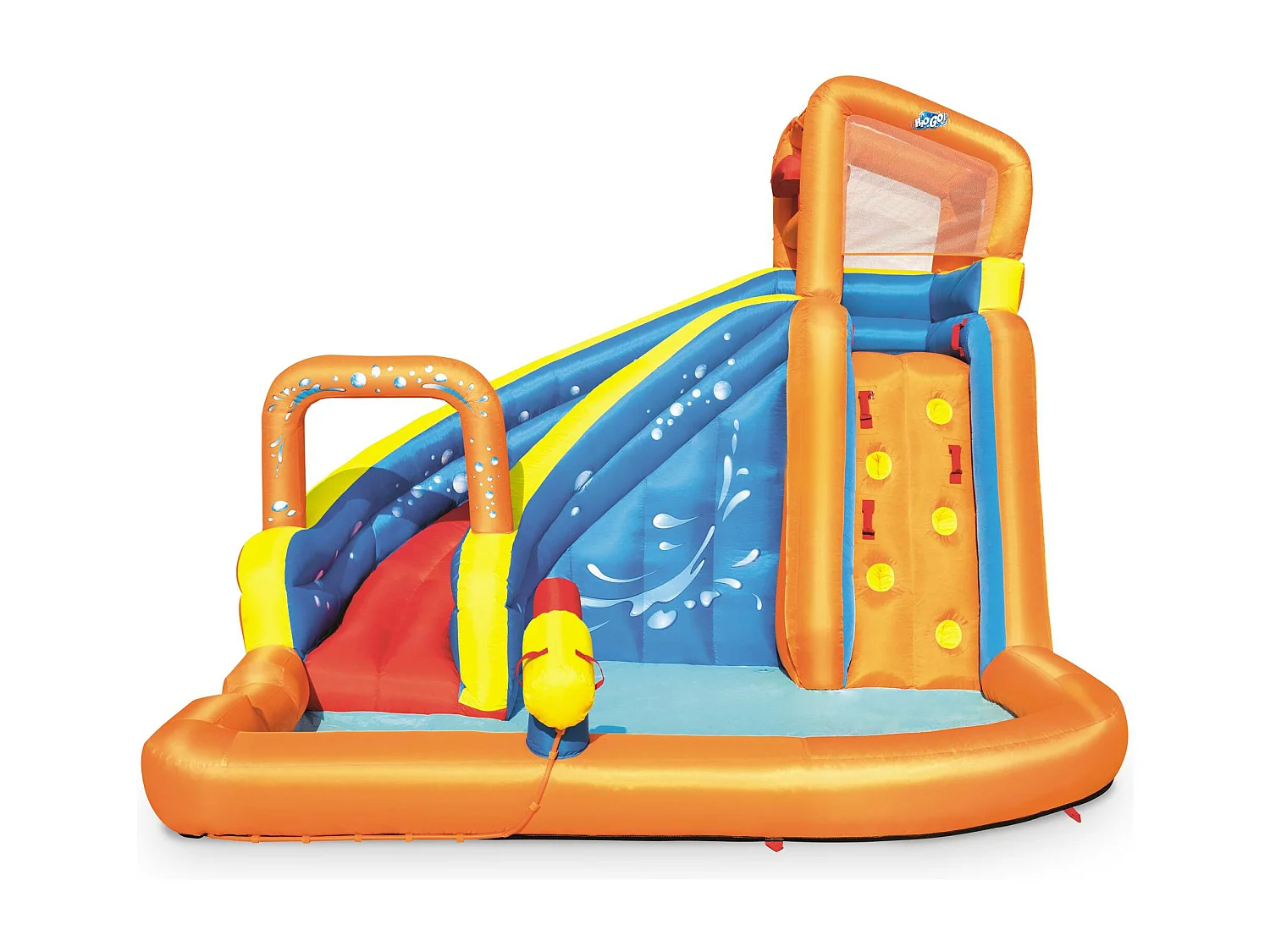 Estructura inflable con tobogán acuático multicolor