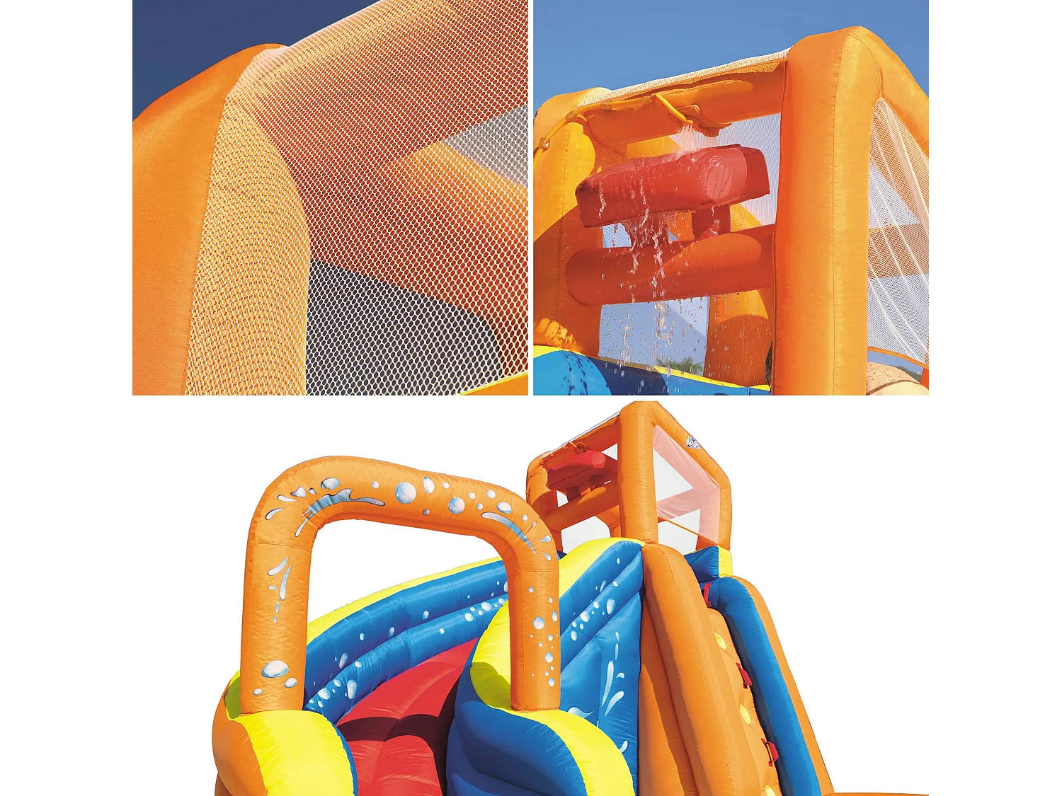 Estructura inflable con tobogán acuático multicolor