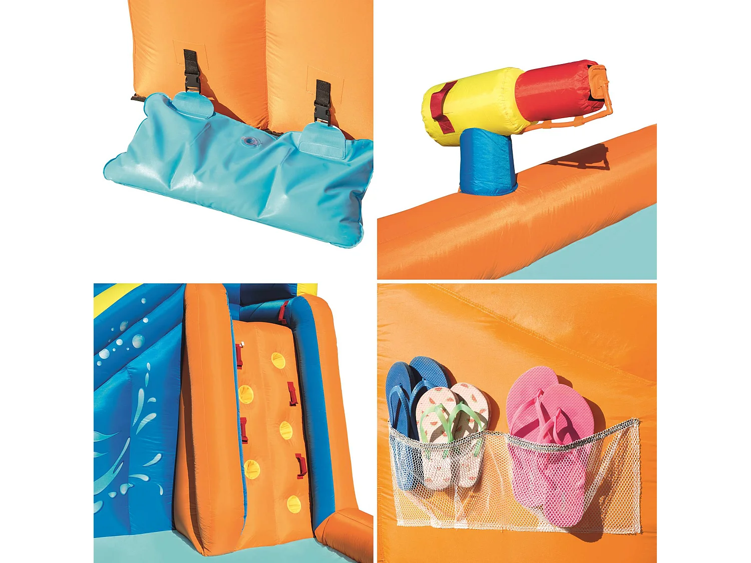 Estructura inflable con tobogán acuático multicolor
